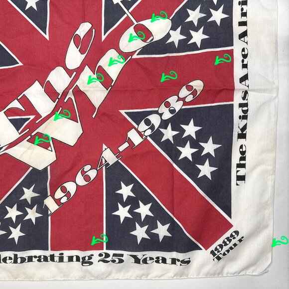 The Who 1989 Tour Bandanna Head Scarf 25 Years 1964-1989 The Kids Are Alright - Picture 10 of 15